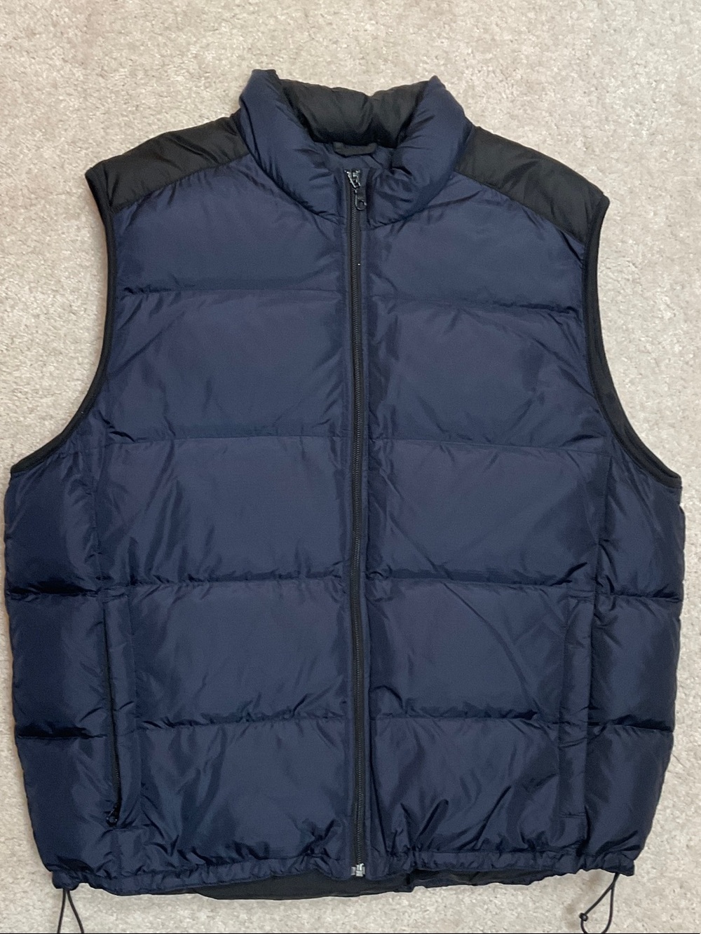 Eddie Bauer Navy and Black Goose Down Quilted Puffer Vest
